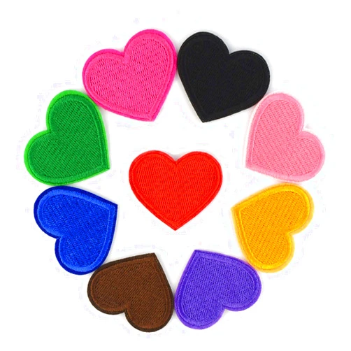 Yuntop Assorted Colors Heart Shaped Patches for Clothing Jeans Jackets Hats Bags Backpack Repair DIY Decoration Mini Cute Heart Applique Heart Patch Embroidered Heart Shape Sew on Iron on Patch(36pieces）