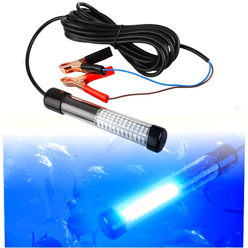 Linkstyle 12V 14W 30W 180 LED Submersible Fishing Light Underwater Night Fishing Finder Crappie Squid Light Lure Bait Boat Shad Shrimp Fish Finder Lamp, Deep Drop Water Ice Fishing Attracting Light with 5M Cord