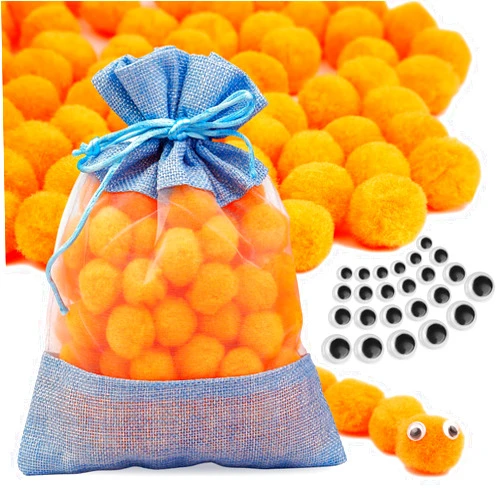 Kgxulr 100 Pieces Pom Poms, 1 Inch Red Pom Balls Craft Pom Balls with 24 Googly Eyes Vibrant Pom Poms for Arts and Crafts Making Decorations (Golden)