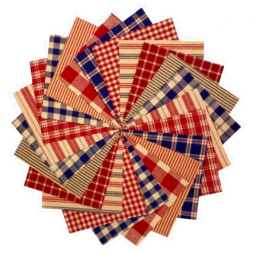 JCS 40+ American Heritage Charm Pack Red Blue, 5 inch Precut Cotton Homespun Fabric Squares by JCS