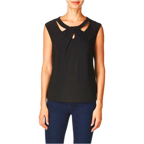 Kasper Women's Cap Sleeve Criss-Cross Solid Ity