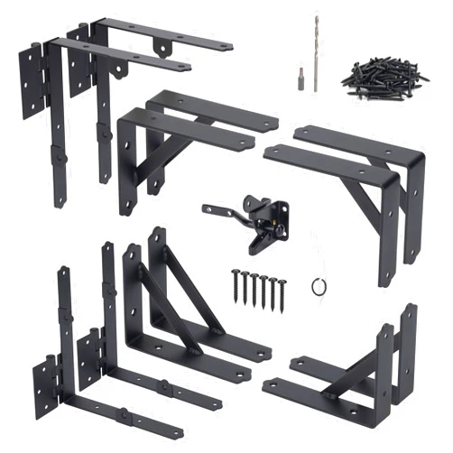 SANKINS 2 Set Anti Sag Gate Corner Brace Bracket, Heavy Duty No Sag Gate Frame Kit with Self-Locking Gate Latch, Black Gate Kit for Wooden Fence, Shed Doors, Driveway Gates, Corral Gates, Wood Windows
