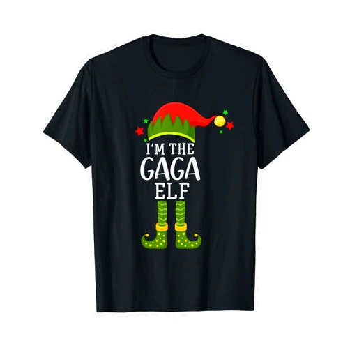 Xmas Holliday Family Matching Group Gifts Outfits I'm The Gaga Elf Funny Group Matching Christmas Costume T-Shirt