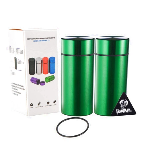 Honeypuff 42ml Smell Proof Cotainer, Porotabel Aluminum Stash Jars With Airtight Lid, Multi-Use Smell Proof Jars for Coffee,Herb & Spice Keep Fresh(2pcs Green)