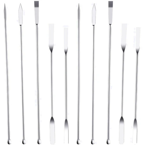 Boao 10 Pieces Stainless Steel Lab Spatula Micro Sampling Scoop Double Ended Mixing Spoon Laboratory Measuring Spoon for Powders Gel Cap Filler