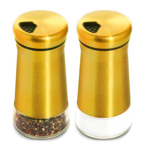 Bonris Stainless Steel Salt and Pepper Shakers,Salt Shaker Clear Bottom Jar Bottle Container with Stainless Steel Top,with Adjustable Pouring Hole for Kitchen, Cooking Table, Camp