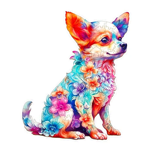 Lilcubics Wooden Jigsaw Puzzle for Adults, Chihuahuas Wooden Jigsaw Puzzle, Unique Shape Animal Wooden Puzzle for Kids, Interesting Dog Jigsaw Puzzle, Unique Gift for Adults and Kids,(L, 150pcs, 11.4 * 9.6in)