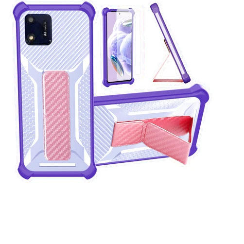 Aroepurt Case for Foxx Foxxd A55 Phone Case Stand Cover [with Tempered Glass Screen Protector] Hybrid Case [Folding Support Magnetic] [Frosted Anti-Fingerprint] Purple