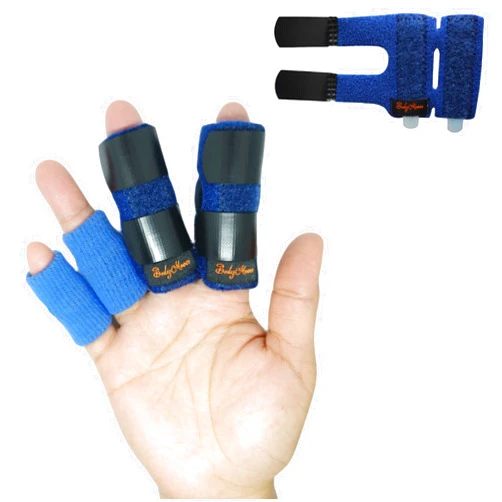 BodyMoves 2 Double Sided Solid Support Finger Splints Plus 2 Sleeves 2020 Edition(Aqua Blue)