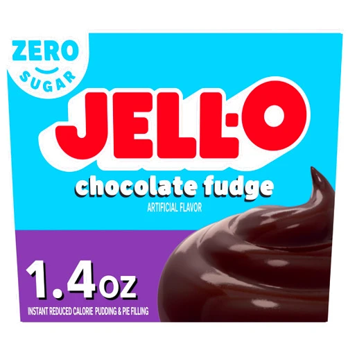 Jell-O Chocolate Fudge Zero Sugar Instant Reduced Calorie Pudding & Pie Filling Mix, 1.4 oz Box