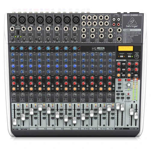 Behringer Xenyx QX2222USB Premium 22-Input 2/2-Bus Mixer with Xenyx Mic Preamps and Compressors, KLARK TEKNIK Multi-FX Processor, Wireless Option