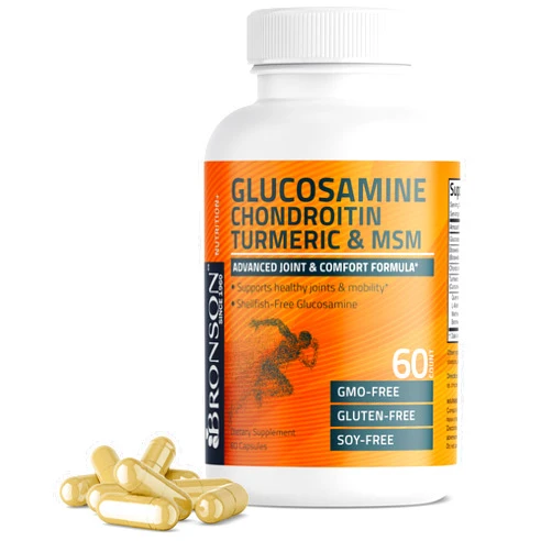 Bronson Glucosamine Chondroitin Turmeric & MSM Advanced Joint & Cartilage Formula, Supports Healthy Joints, Mobility & Cartilage - Non-GMO, 60 Capsules