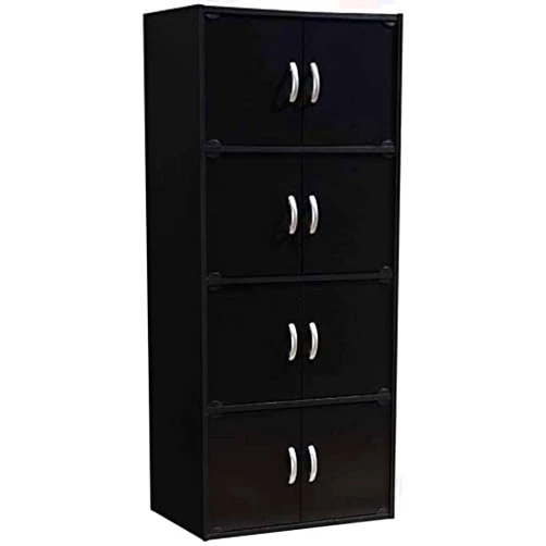 DOCEN 8-Door Bookcase, 4-Floor Storage Cabinet, Black