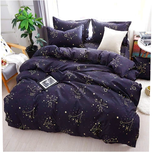 Feelyou Galaxy Bedding Set for Kids Boys Girls Starry Sky Duvet Cover Set Twin Size Mysterious Constellation Pattern Comforter Cover Cute Teens Bedroom Decor Microfiber Zodiac Bedspread Cover