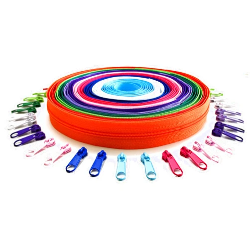 Nuburi Handmade Nuburi - Zipper by The Yard - 10 Yards of Make Your Own Zipper - with Zipper Pulls (10 Yards, 40 Colorful Pulls, 10 Colors)