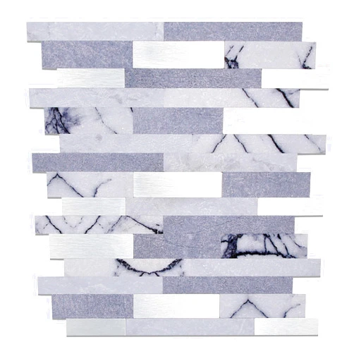 Reovatile 10 Sheets Thicker Peel and Stick Tiles Self-Adhesive Wall Tile Grey Stone Design Stick on Backsplash for for Kitchen, Bathroom, Laundry Room, RV, Fireplace