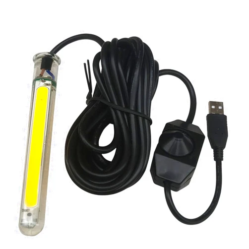 SKIVTGLAMP USB LED Charging 5V Underwater Fishing Light Fish Attracting Light,Night Fishing Light Portable Dimmable Submersible Fishing Light 20W Finder for Camping 16.4ft,Warm white