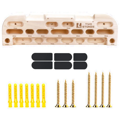 TWO STONES Wooden Hangboard Rock Climbing Pull Up Bar Designed Training for Climbing, Wooden Fingerboard Climbing Training Board for Building Core Strength and Endurance (CJ-HB2049)