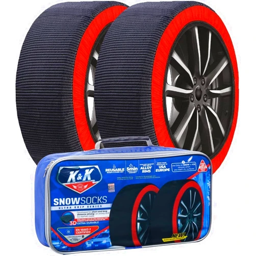 KNK Boutique Automotive Snow Socks for Tires - Pro Series for Ultimate Grip Alternative for Tire Snow Chain - Snow Traction Device for Bus Light Heavy Trucks SUVs Winter Emergency Accessory European(4X-Large)