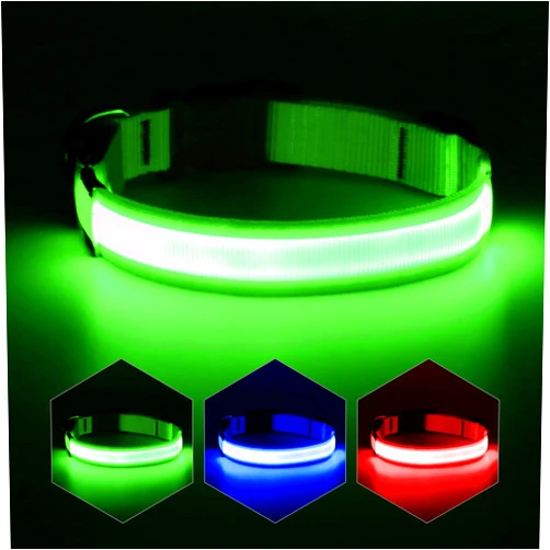 YFbrite LED Dog Collar Adjustable Light up Dog Collar Ultra Light Rechargeable Dog Collar Light Flashing Dog Collar Visiblity & Safety for Your Dogs (Green, Medium)