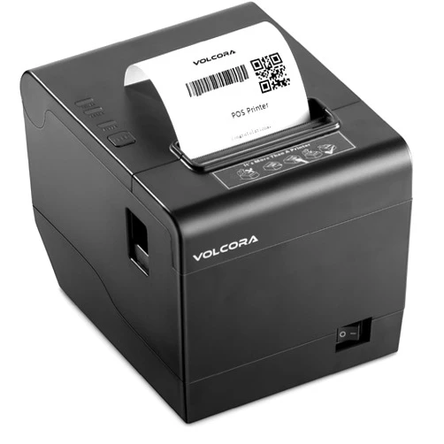 Volcora Thermal Receipt Printer, 80mm POS Printer w/Auto Cutter, USB/Ethernet Interface for Windows/MAC/Linux, ESC/POS Command Support Cash Drawer, High Speed Kitchen Printer, Wall Mount, Black