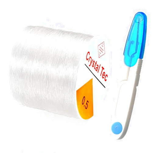 QBJAYTY 0.5mm Stretchy Bracelet String, QBJAYTY Clear Elastic Bracelet String for Bracelets Making, 131 Yards Clear Stretch Beading Thread String Cord for Clay Letter Seed Beads (0.5mm Crystal)