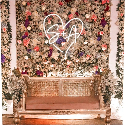 Kiparfod Custom Wedding Initials Neon Sign Couple Initials LED Heart Neon Light Up Sign for Wedding Engagement Party Backdrop Wall Decor Personalized Gifts