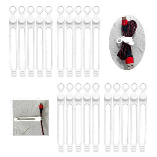 UMUST [20Park]UMUST Silicone Cable Ties, Reusable Cable Management Organizer,Cable Straps,Cord Ties,Multipurpose Elastic Cord Organizer for Bundling and Fastening Cable Cords Wires(white)