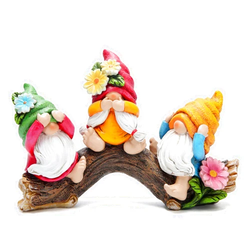 Hodao Spring Hear-No, See-No, Speak-No Gnomes Figurines Decorations Flower Gnomes Ornaments Scandinavian Tomte Elf Decor Gifts Summer Gnomes Figurines Decoration Home Table Spring Gnomes Decor