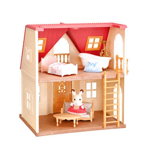Calico Critters Red Roof Cozy Cottage, Dollhouse Playset with Figure, Furniture and Accessories