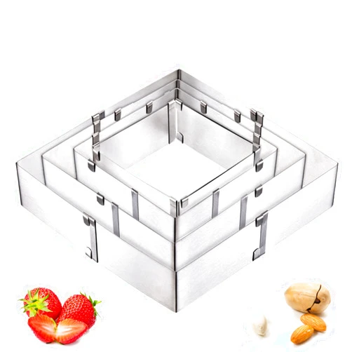 YOUEON 4 Pack Square Cake Molds Ring Adjustable from 6