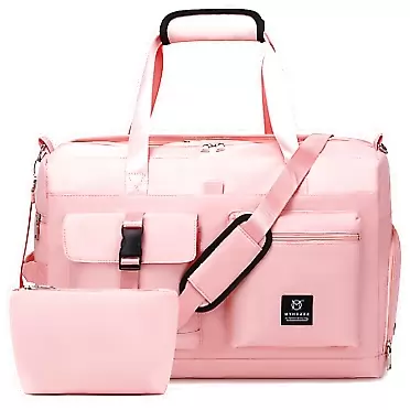 MYHOZEE Travel Duffle Bag for Women, Weekender Overnight Bags Sports Yoga Gym Bag Dry Wet Separated With Shoe Compartment, Waterproof Handbag for Swimming Travel Hospital Pink