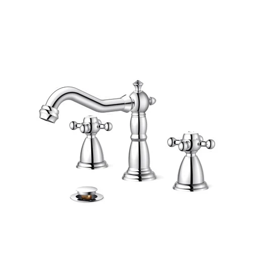 FORIOUS Bathroom Faucets for 3 Hole Sink Polished Chrome, 2-Handle 8 Inch Widespread Antique Vintage Bathroom Sink Faucet for Vanity RV Farmhouse with Metal Pop Up Drain and Supply Lines