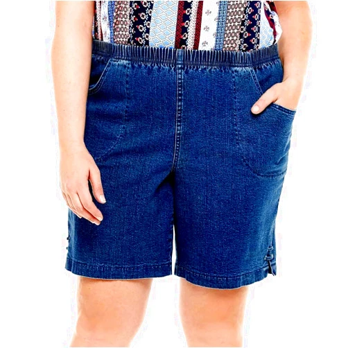 1826 JEANS FOR LOVE Jack David Women's Premium Plus Size Blue Black Denim Jeans Shorts Stretch