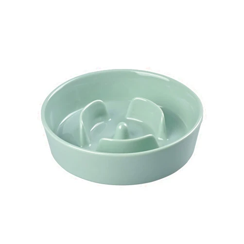 SPUNKYJUNKY Slow Feeder Ceramic Dog Bowls for Small Breed Slow Down Eating Anti-Choking Dishes Slow Feeding for Fun Pet Bowl(10OZ Bowl,Light Green)
