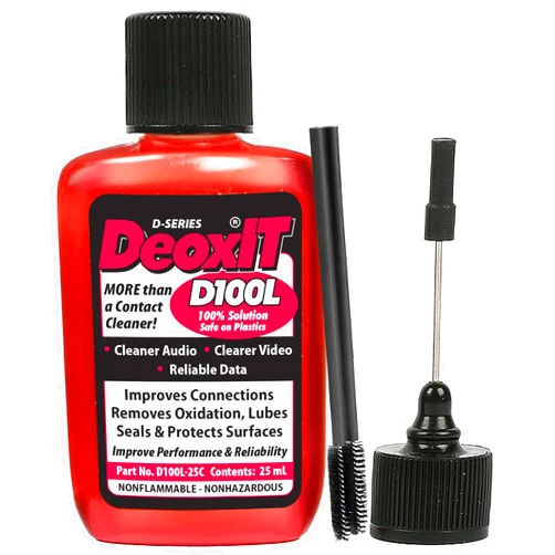 CAIG LABORATORIES DeoxIT D100L-25C Contact Cleaner with Precision Needle & Brush – Cleans, Deoxidizes, Lubricates & Protects – Electronic Contact Cleaner for Audio, Automotive, Electrical, Marine & More
