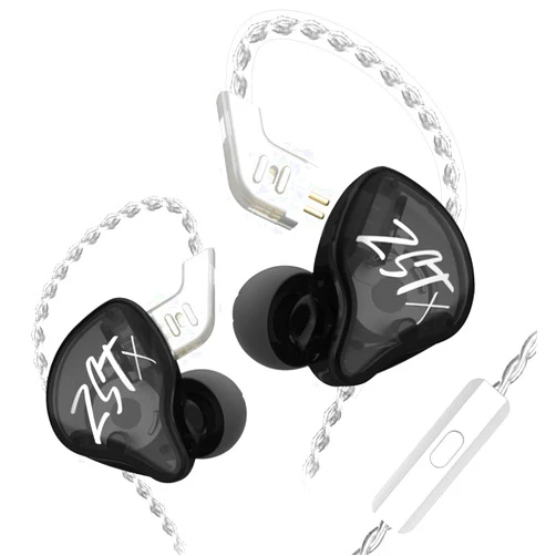 Erjigo KZ ZST X in-Ear Monitors, Upgraded Dynamic Hybrid Dual Driver ZSTX Earphones, HiFi Stereo IEM Wired Earbuds/Headphones with Detachable Cable for Musician Audiophile (with Mic, Black)