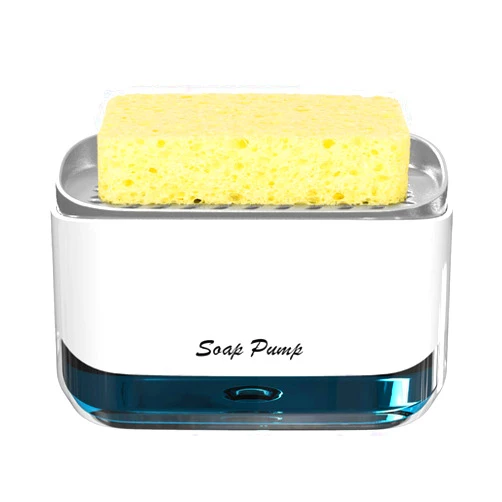 Bestseek Kitchen Dish Soap Dispenser with Sponge Holder, 2-in-1 Countertop Soap Pump Dispenser, for Kitchen Sink Dishwashing Soap Dispenser - 12.5 Ounces