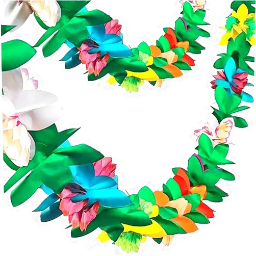 FUTUREPLUSX 2 Pack Tropical Garland Party Decorations, 20ft Multicolored Tissue Paper Hibiscus Flower Summer Banner for Birthday Beach Theme Luau Moana Hawaiian Party Supplies Jungle Decor