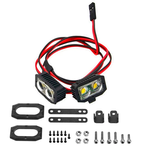 HIRCQOO RC Crawler Bumper Light LED Headlight Spotlight w/Rectangular Cover Compatible with Traxxas TRX-4 Axial SCX10 90046 D90 CC01 Wraith Redcat Gen8 1/10 RC Crawler Car (2Leds)