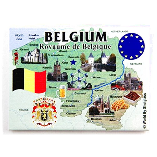 World By Shotglass Belgium EU Series Souvenir Fridge Magnet 2.5
