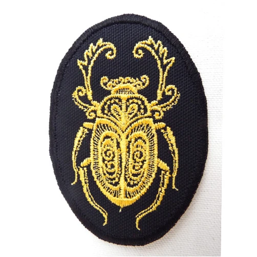 Generic Scavenger Jewels Egyptian Scarab Beetle Embroidered Iron-on Patch, 1 Piece, Rectangular, FABRIC APPLIQUE PATCH, Applique, Patch