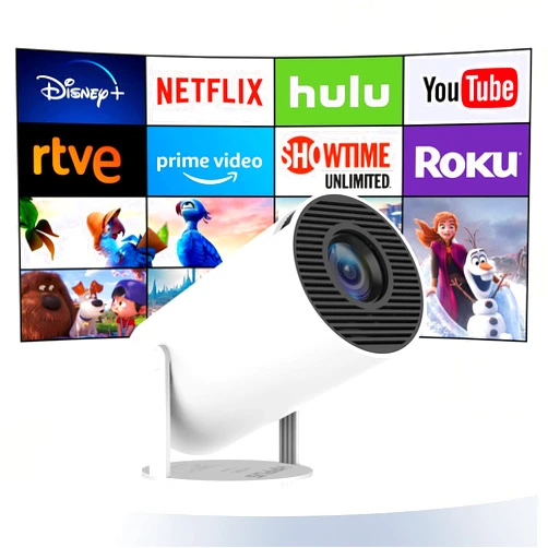 HIPPUS [Auto Keystone]Smart Projector with Android TV 11.0 HIPPUS,5G WiFi Bluetooth Projector 4k Supported,Mini Portable Outdoor Movie Projector Compatible iOS,Android