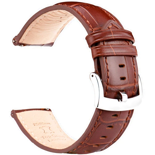 HONGJUBGT Alligator Grain Leather Watch Bands, Quick Release Top Grain Leather Watch Straps for Men & Women - Choice of Color & Width 18mm, 20mm, 21mm or 22mm, Wristband for Watch & Smartwatch