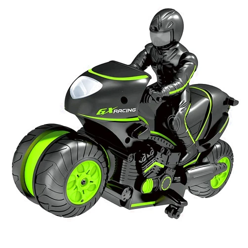 KG7HQRP Mini Remote Control Motorcycles 10km/h High Speed 360° Rotating Drift Stunt RC Motorbike 2.4Ghz Electric All Terrain Toy for Kids 6+ Up Year Old