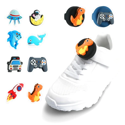 Beardslee Airtag Holder for Kids Shoes,2 Cases and 8 Cartoon Patterns,Hidden Silicone AirTag Tracker Cases for Children Shoelaces(Black & Blue)
