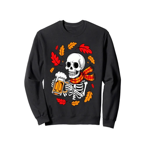 Beer Lover Skeleton Halloween Autumn Beer Drinker Skeleton Drinking Beer Funny Halloween Autumn Fall Costume Sweatshirt