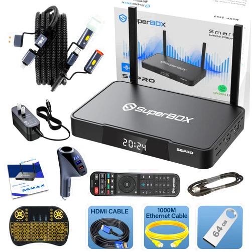 Generic 2025 Latest S6 PRO Bundle with New 7 Gifts&Remote Control, 4GB RAM+32GB Storage, Voice Remote & Time Shift, Premium 6K HDMI, Easy Setup Guide (Parental Control Time Included)