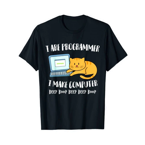 Funny Programming and Coding Cat Outfit Funny I Are Programmer Programming Coding Nerd Cat Kitten T-Shirt
