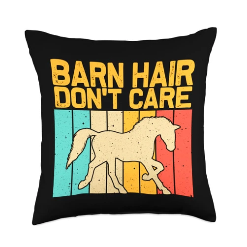 Retro Horse Gift Horse Rider Accessories & Stuff Funny Horse Design For Men Women Horse Lover Horse Racing Throw Pillow
